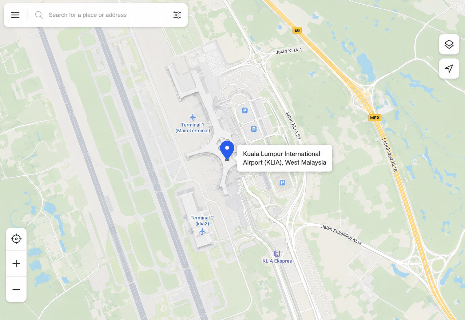 Map showing Trafficnexa location at Kuala Lumpur International Airport