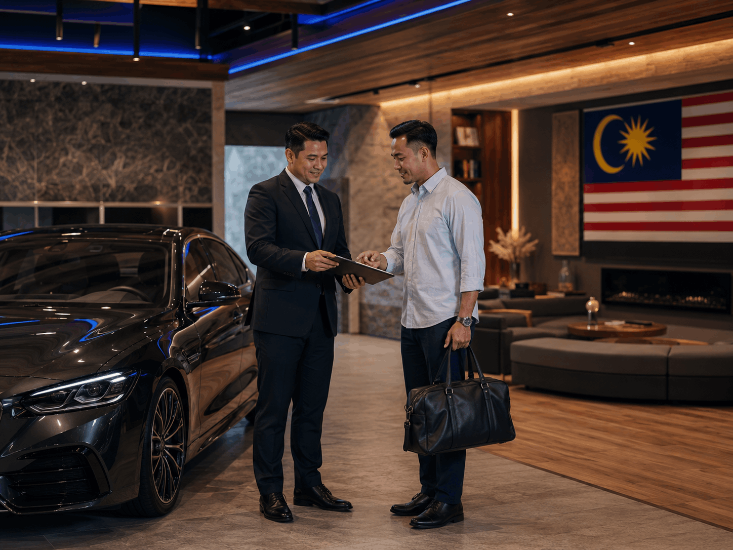 Premium chauffeur service with executive-ready car and client handover